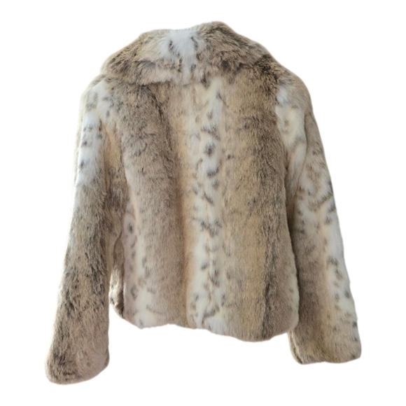 Le Chateau Faux Fur Jacket in Brown and Cream - Picture 2 of 6